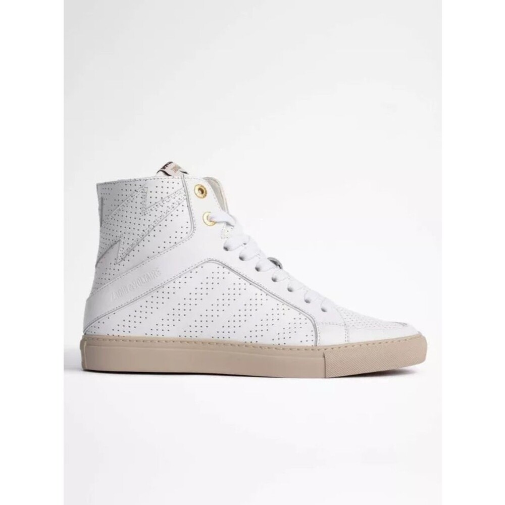 Zadig & Voltaire ZV1747 Flash High-Top Sneakers Fashion White Leather Sz 40